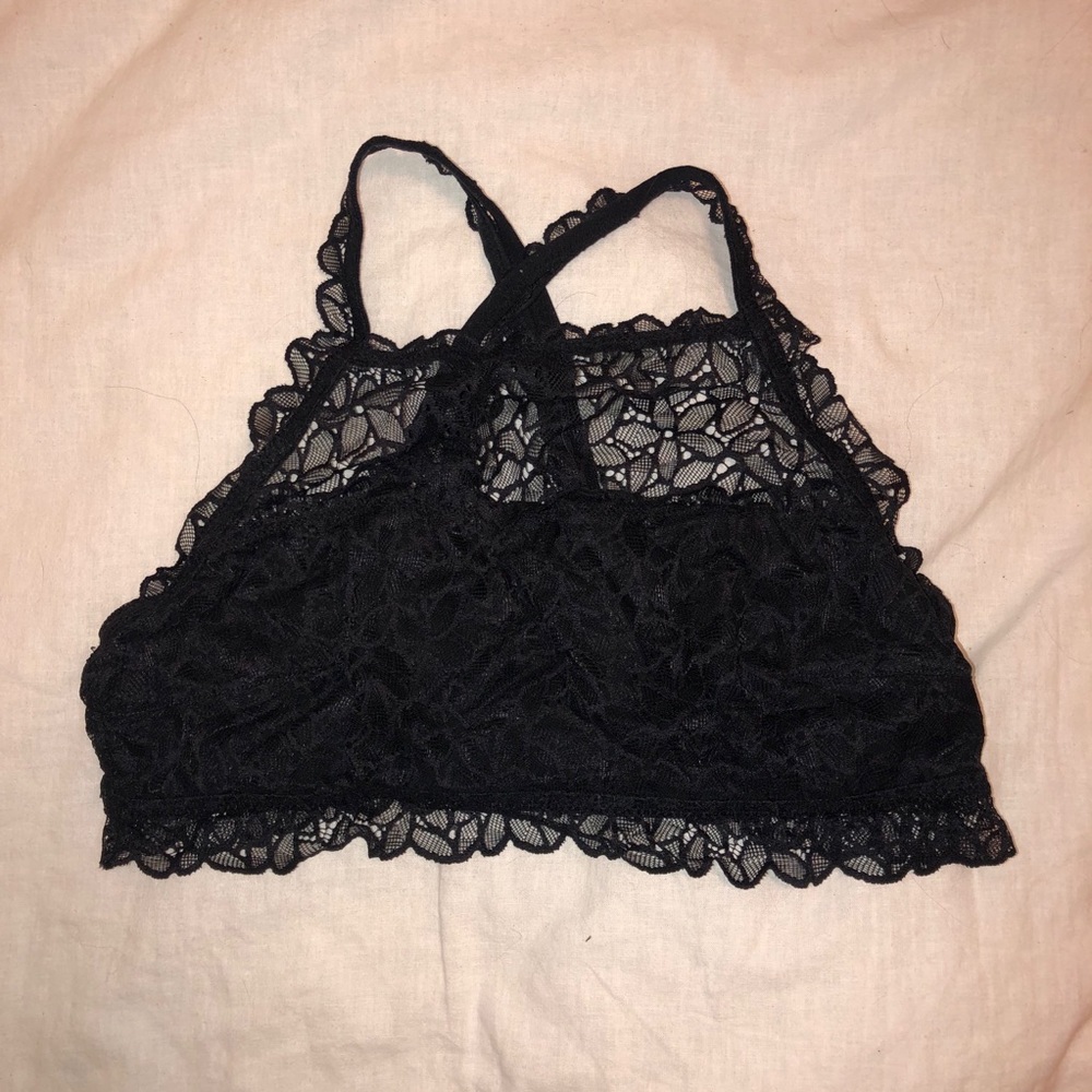 Aerie Black Lace Cross Back Bralette